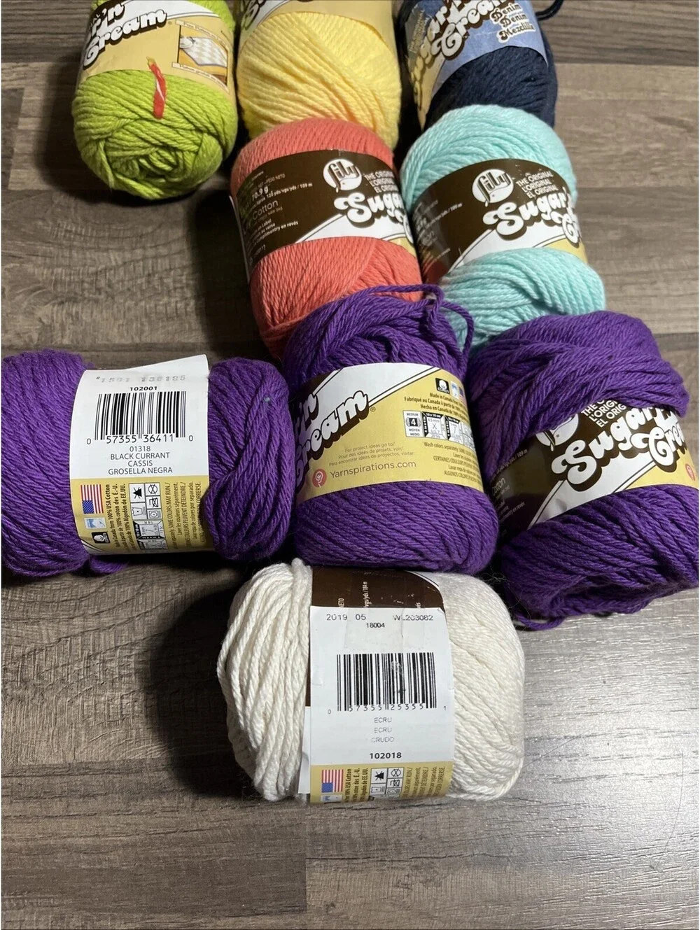 Lily Sugar'n Cream Yarn Solids Super Size 4oz 190 yards ea Lot Of 9